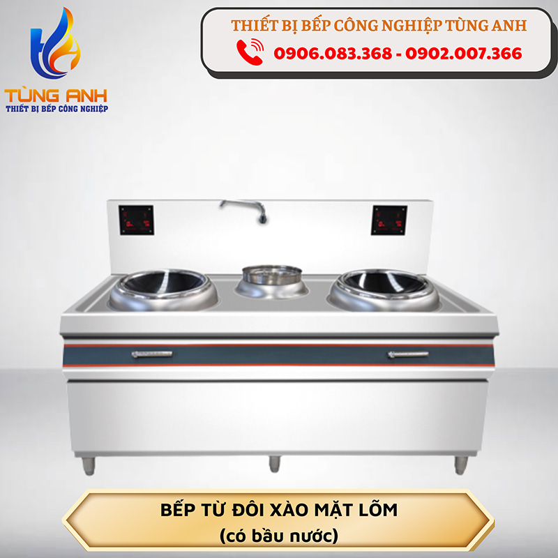 Bếp từ đôi xào mặt lõm (có bầu nước)
