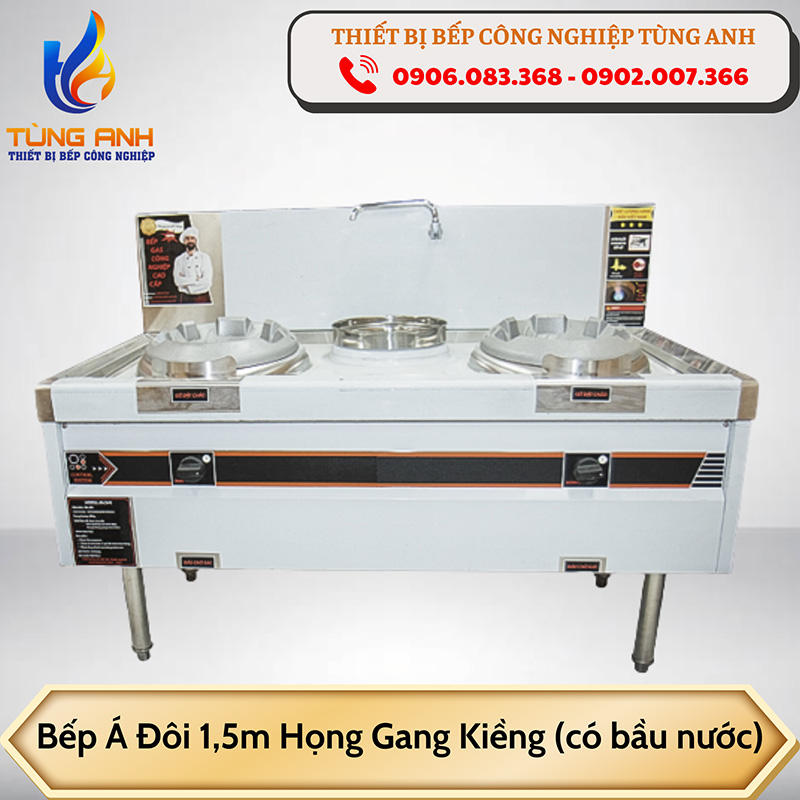 Bếp Á đôi 1,5m họng gang kiềng (có bầu nước)