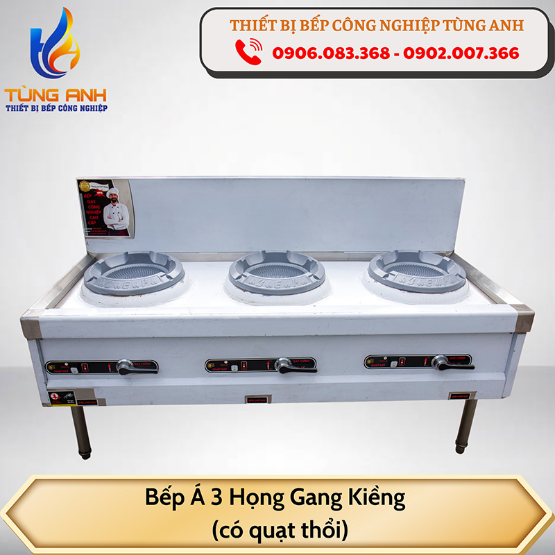 Bếp Á 3 họng gang kiềng (có quạt thổi)