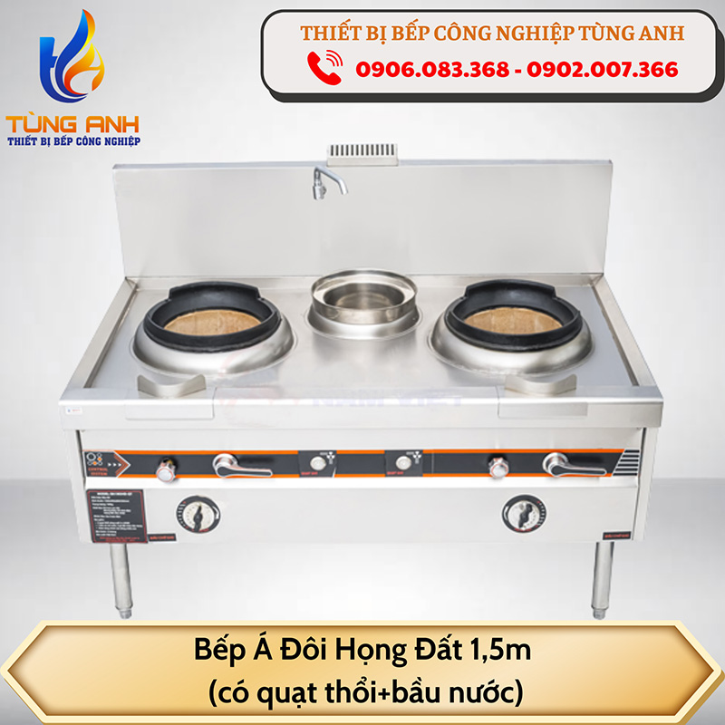 Bếp Á đôi họng đất 1,5m (có quạt thổi+bầu nước)