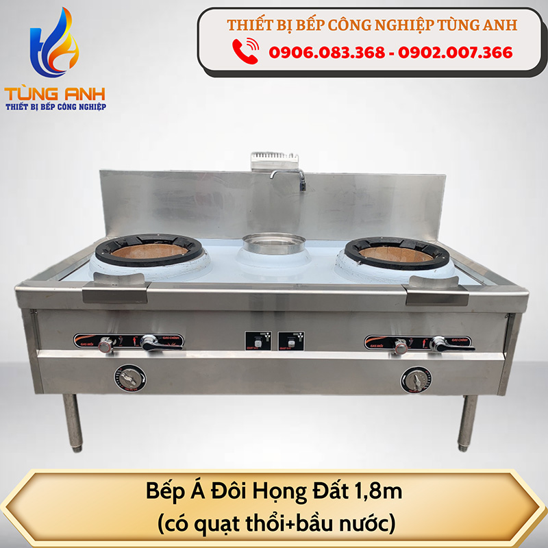 Bếp Á đôi họng đất 1,8m (có quạt thổi+ bầu nước)