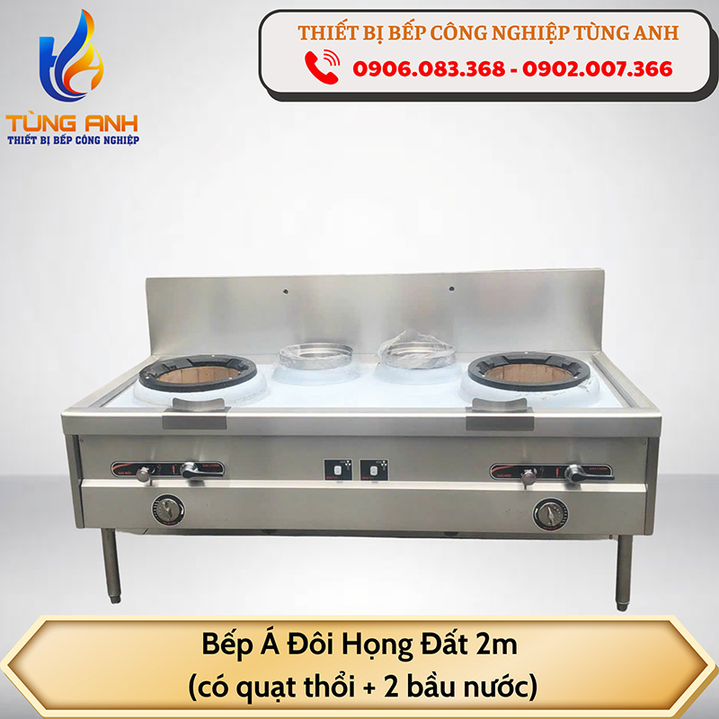 Bếp Á đôi họng đất 2m (có quạt thổi+ 2 bầu nước)