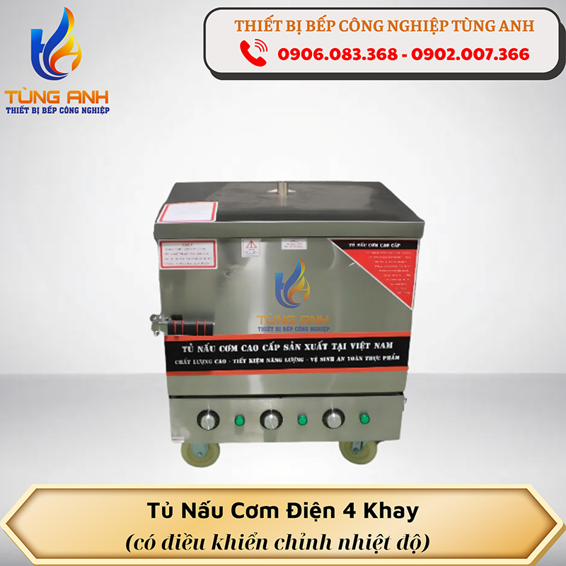 Tủ nấu cơm điện 4 khay có điều chỉnh nhiệt độ