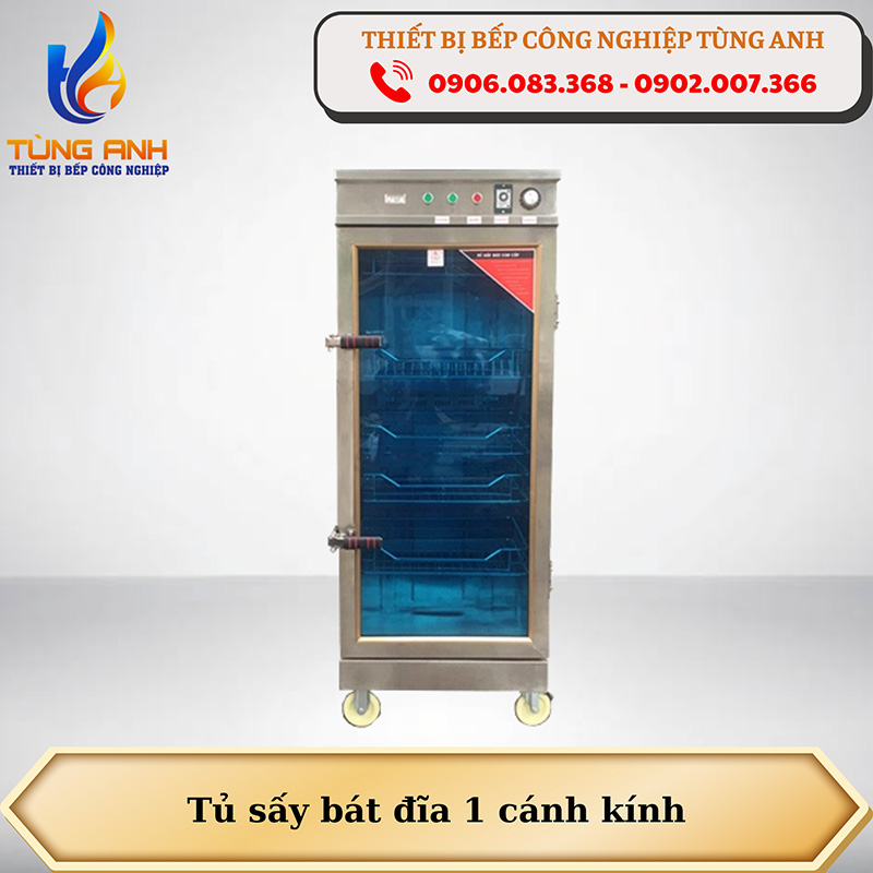Tủ sấy bát đĩa công nghiệp 1 cánh kính