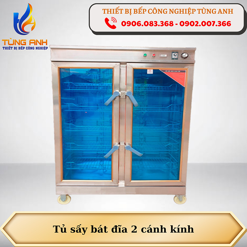 Tủ sấy bát đĩa công nghiệp 2 cánh kính