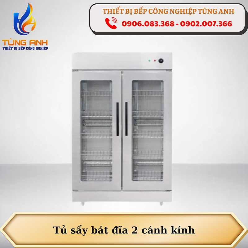 Tủ sấy bát đĩa 2 cánh kính
