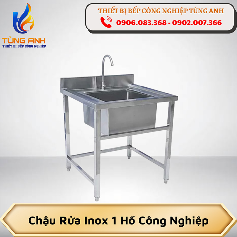 Chậu rửa inox 1 hố công nghiệp
