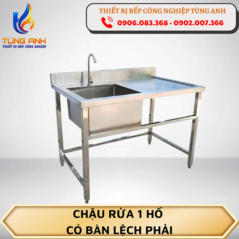 Chậu rửa 1 hố - Có bàn lệch phải