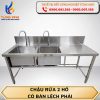 Chậu rửa 2 hố có bàn lệch phải