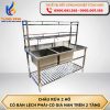 Chậu rửa 2 hố có bàn lệch phải có giá nan trên 2 tầng