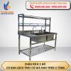 Chậu rửa 2 hố có bàn lệch trái có giá nan trên 2 tầng