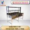 Chậu rửa 3 hố có giá nan trên 2 tầng
