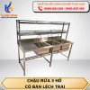 Chậu rửa 3 hố có bàn lệch trái có giá nan trên 2 tầng
