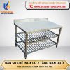 Bàn sơ chế inox có 2 tầng nan dưới