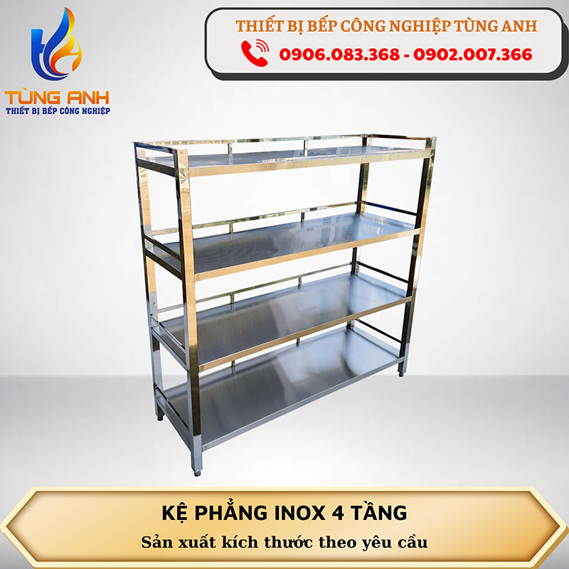 Kệ phẳng inox 4 tầng