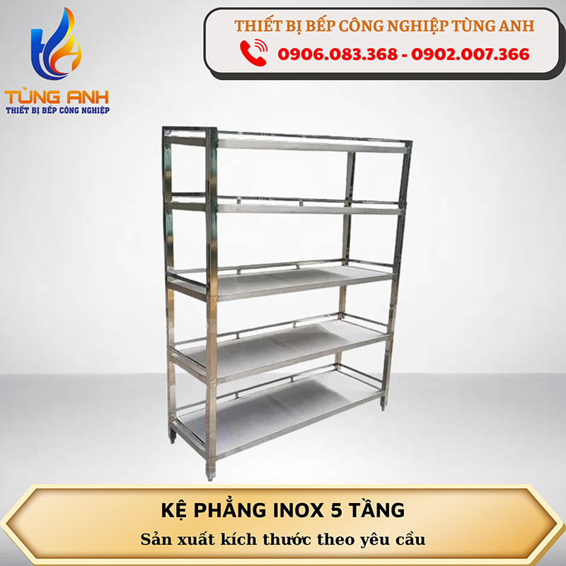 Kệ phẳng inox 5 tầng