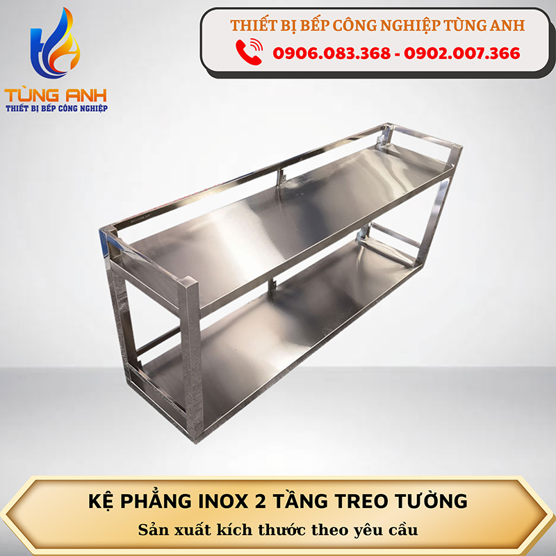 Kệ phẳng inox 2 tầng treo tường