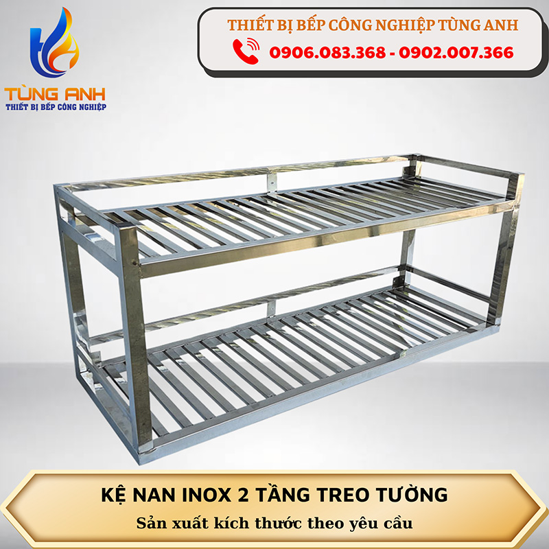Kệ nan inox 2 tầng treo tường