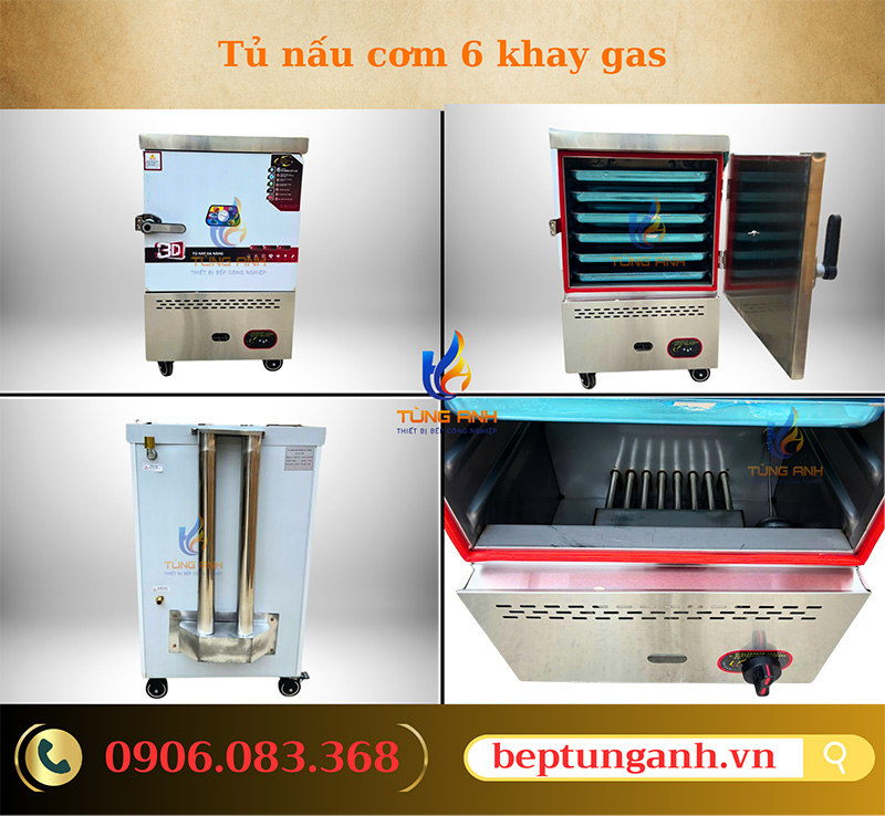 Tủ nấu cơm 6 khay gas giá rẻ