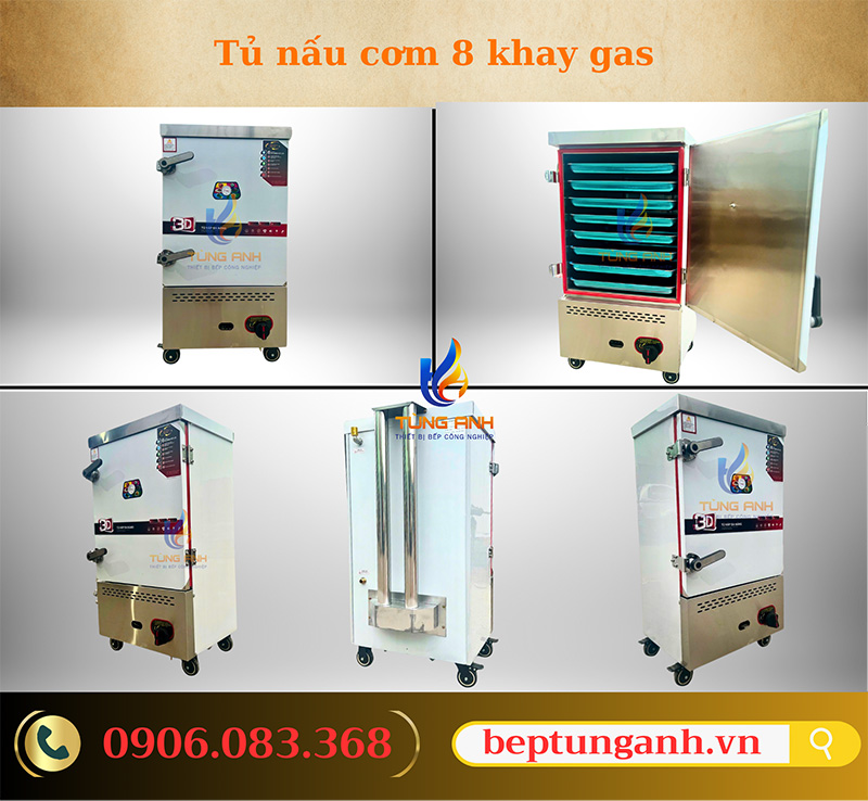 Tủ nấu cơm 8 khay gas giá rẻ