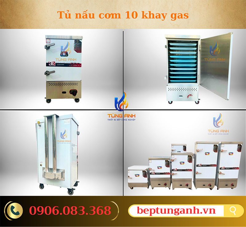 Tủ nấu cơm 10 khay gas giá rẻ