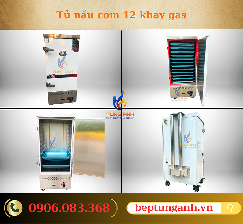 Tủ nấu cơm 12 khay gas giá rẻ