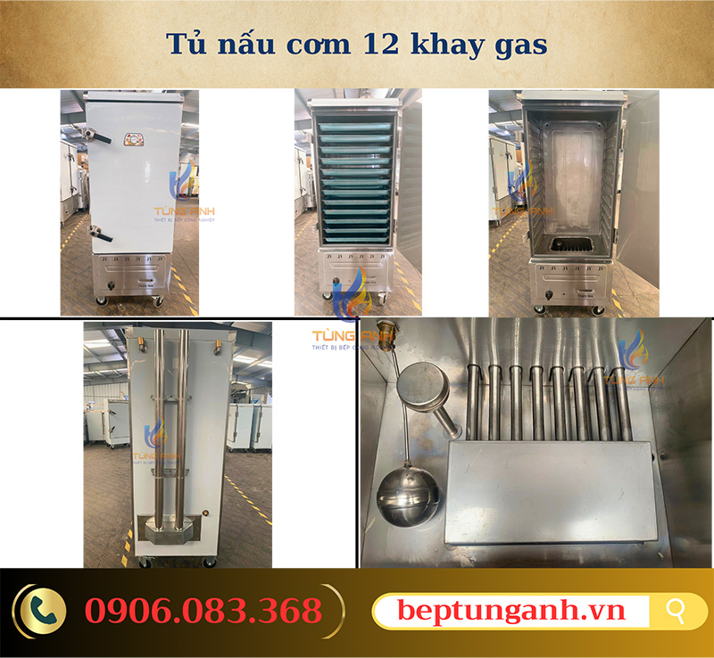 Tủ nấu cơm 12 khay gas