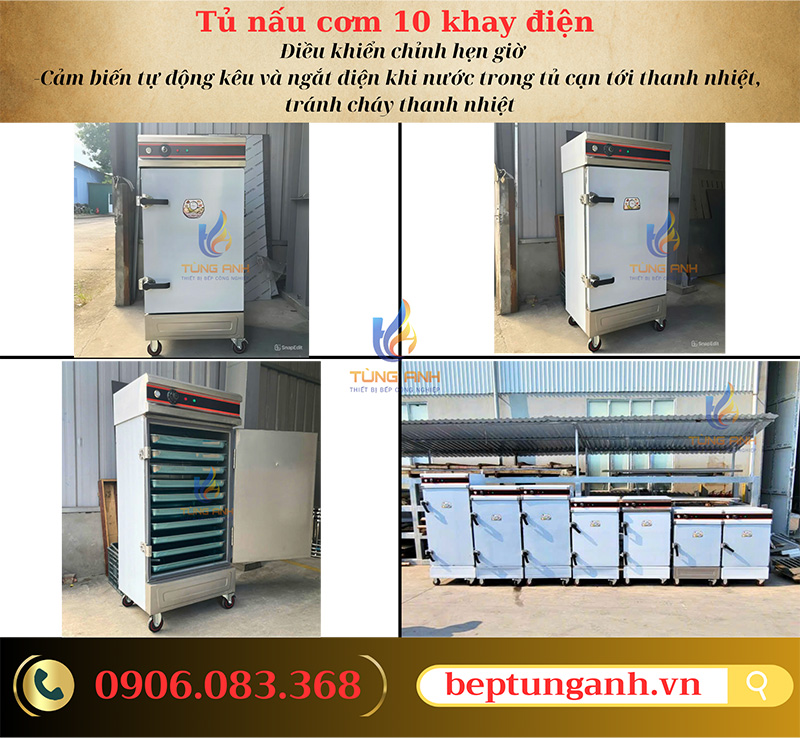 Tủ nấu cơm 10 khay điện có điều khiển