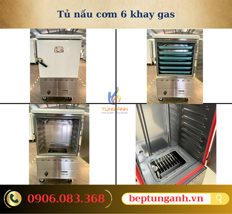 Tủ nấu cơm 6 khay gas