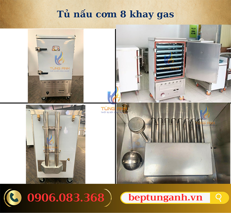 Tủ nấu cơm 8 khay gas