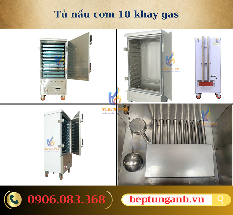 Tủ nấu cơm 10 khay gas